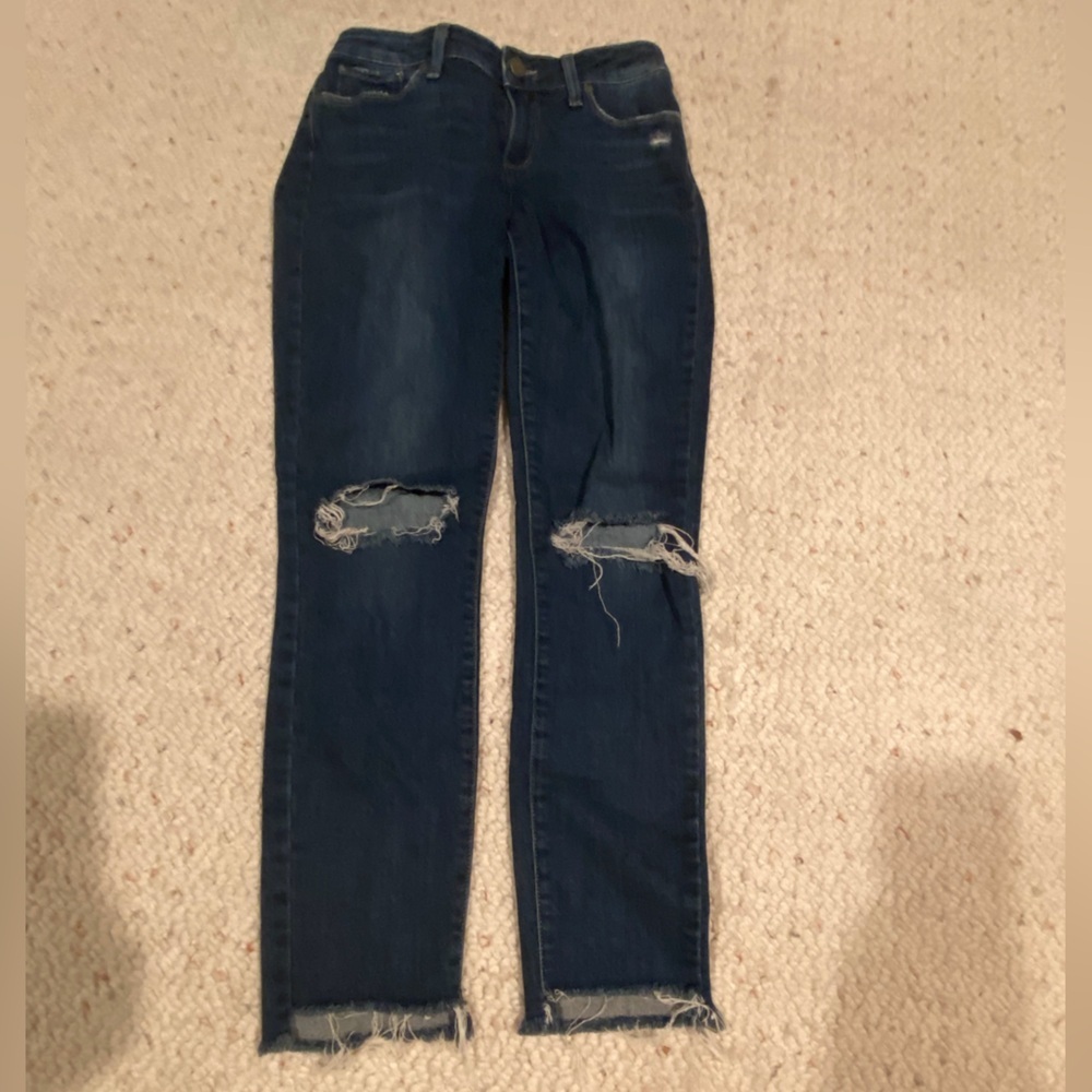 PAIGE Dark Blue Distressed Women's Jeans